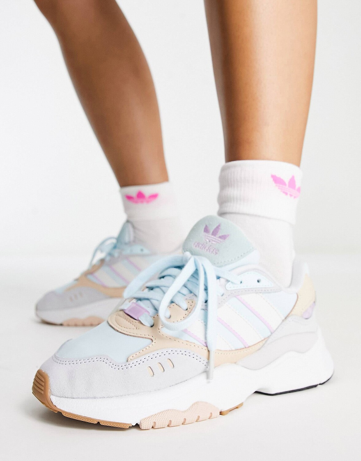 

Многоцветные пастельные синие кроссовки adidas Originals Retropy F90