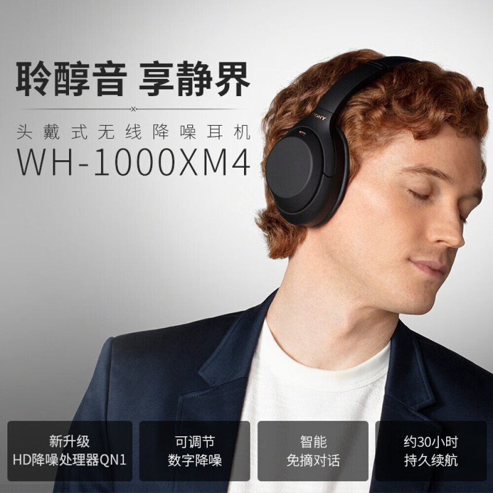 

Bluetooth-гарнитура Sony WH-1000XM4 с интеллектуальным шумоподавлением, черный