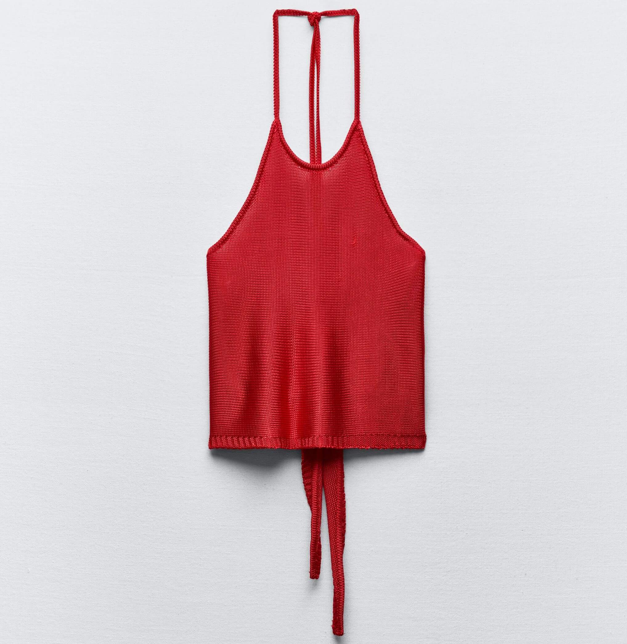 цена Топ Zara Plain Knit Halter, красный