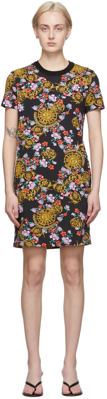 

Черное платье-гирлянда с цветком солнца Versace Jeans Couture