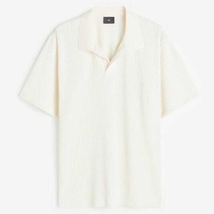 

Футболка поло свободного кроя H&M Pleated, молочный