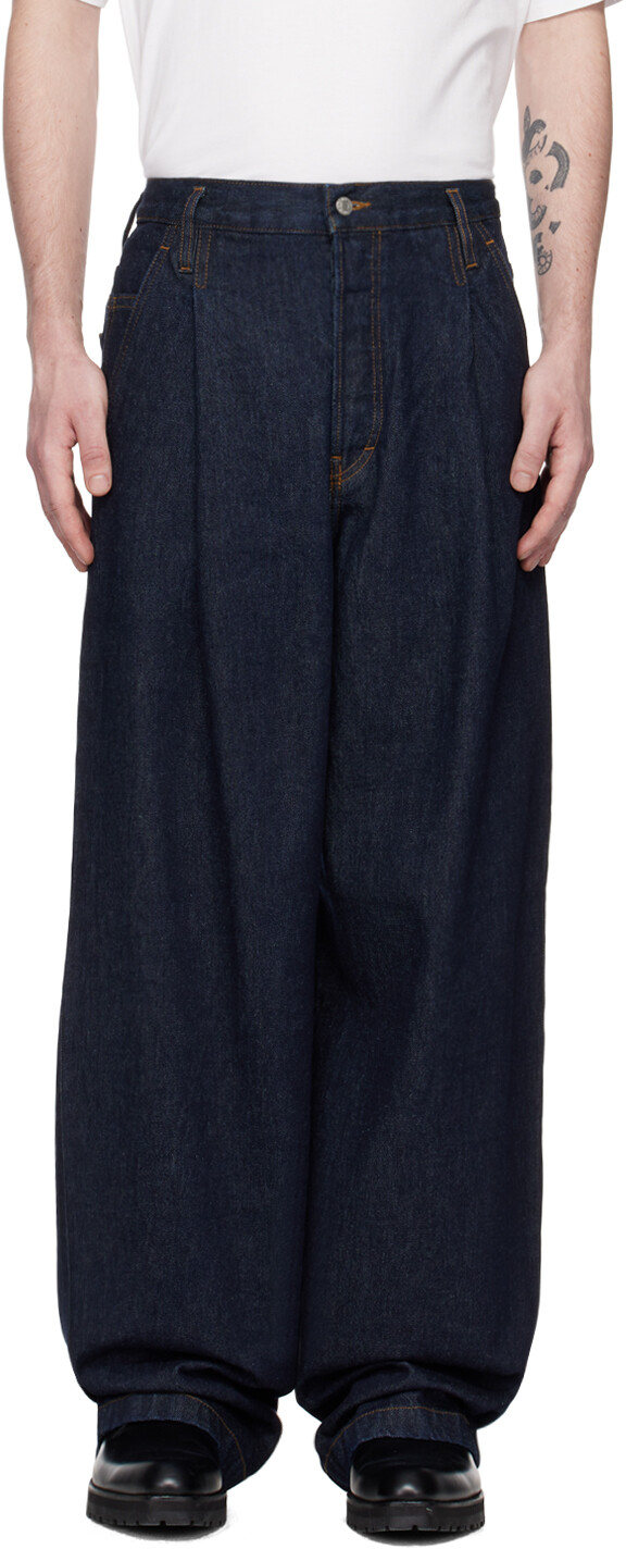 

Синие джинсы со складками Dries Van Noten