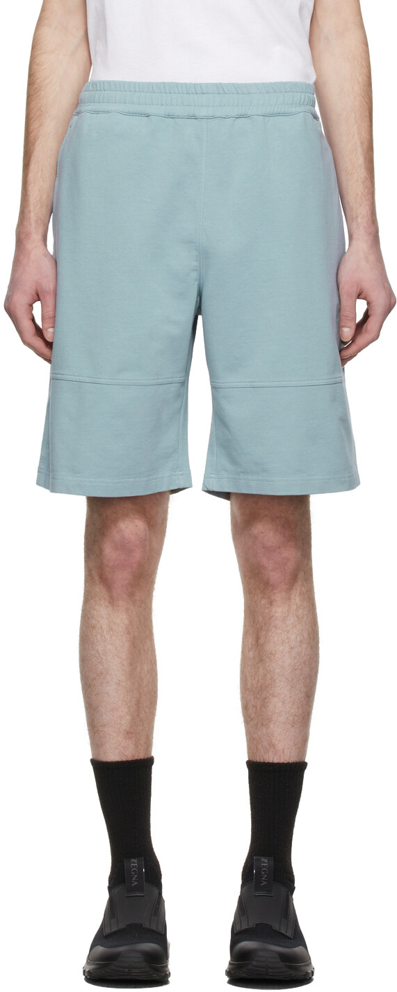 

Синие однотонные шорты из ткани френч терри Z Zegna