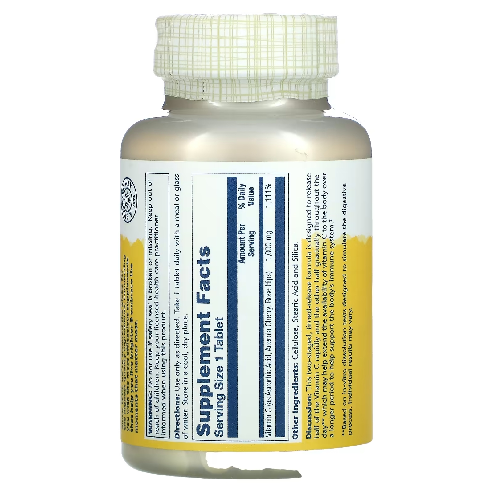 Solaray витамин C с медленным высвобождением шиповник и ацерола 1000 мг, 100 таблеток