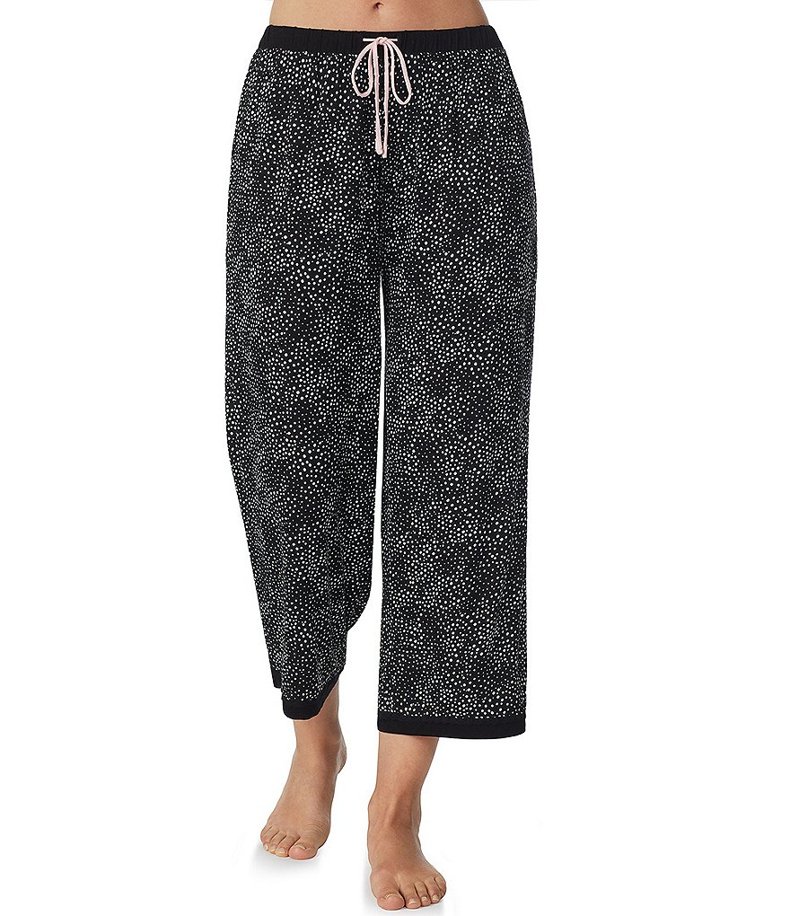 Укороченные пижамные брюки Kensie из джерси в горошек, черный
