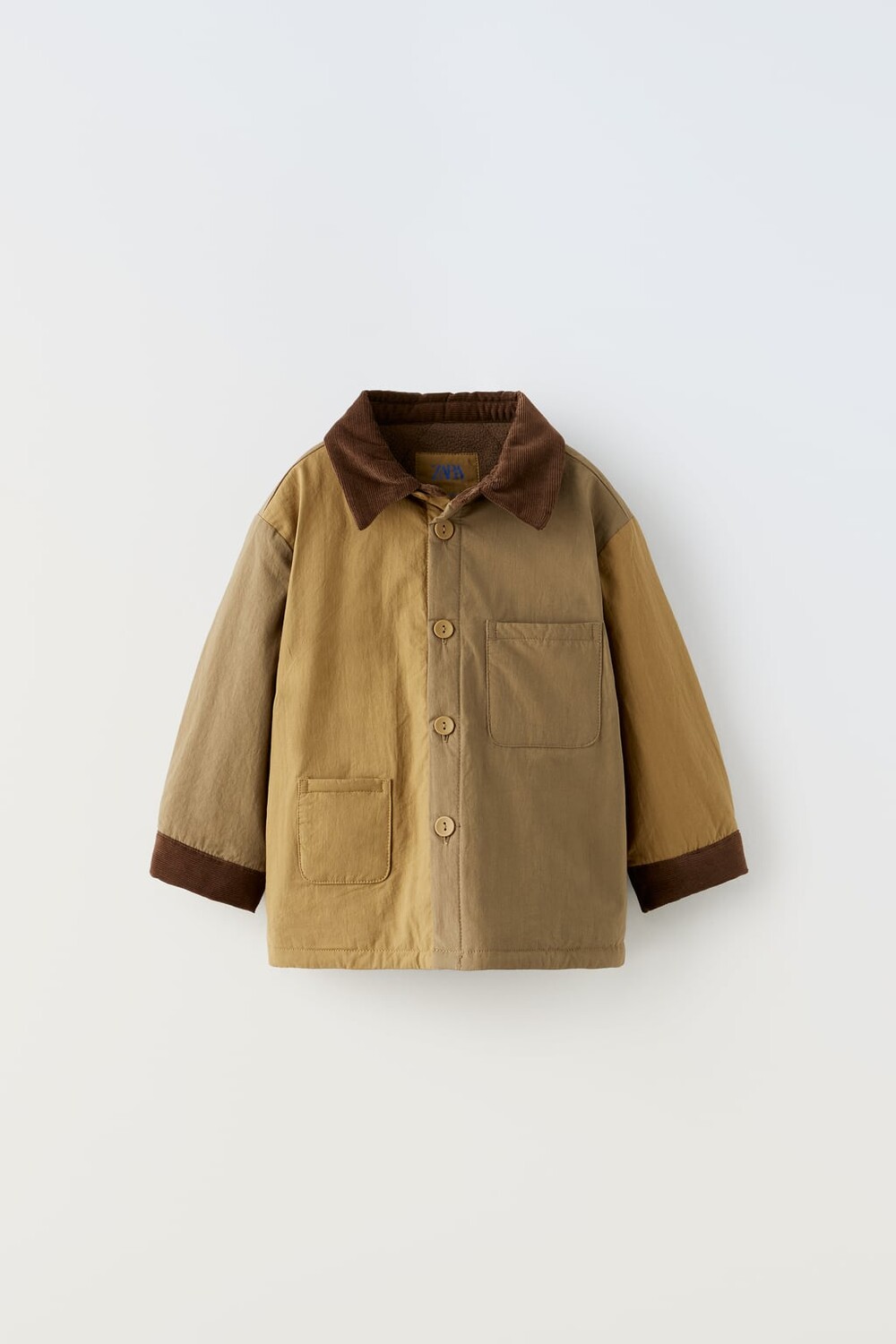 

Рубашка с цветовыми блоками ZARA, коричневый