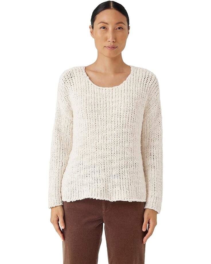 Свитер Eileen Fisher Round Neck Box Top, экрю