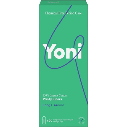 Удлиненные ежедневные прокладки Yoni, 20 шт., органический хлопок, гипоаллергенный и дышащий, супервпитывающий хлопок, не содержит химикатов, для ежедневного кровотечения