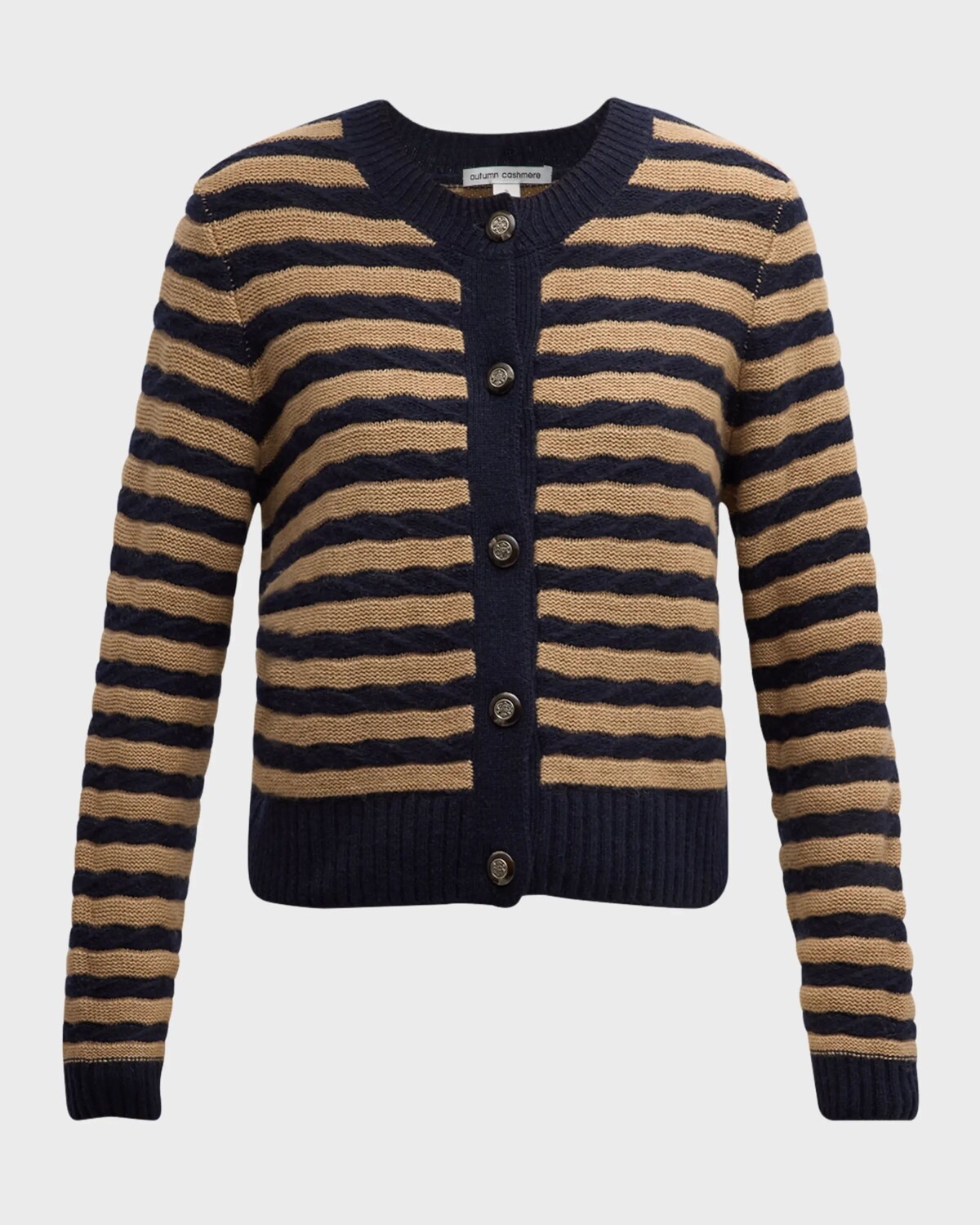

Полосатый кардиган из кашемировой шерсти Autumn Cashmere, цвет Peacoatcamel