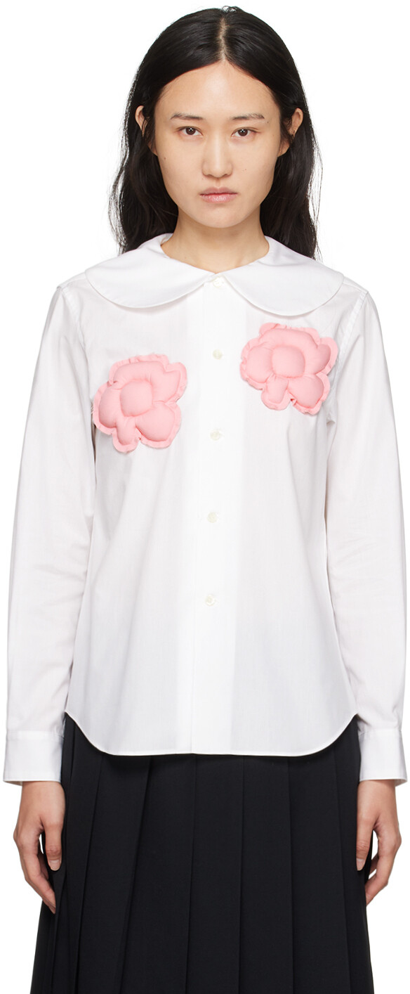

Белая рубашка с цветочным принтом Comme des Garcons для девочек Comme des Garçons