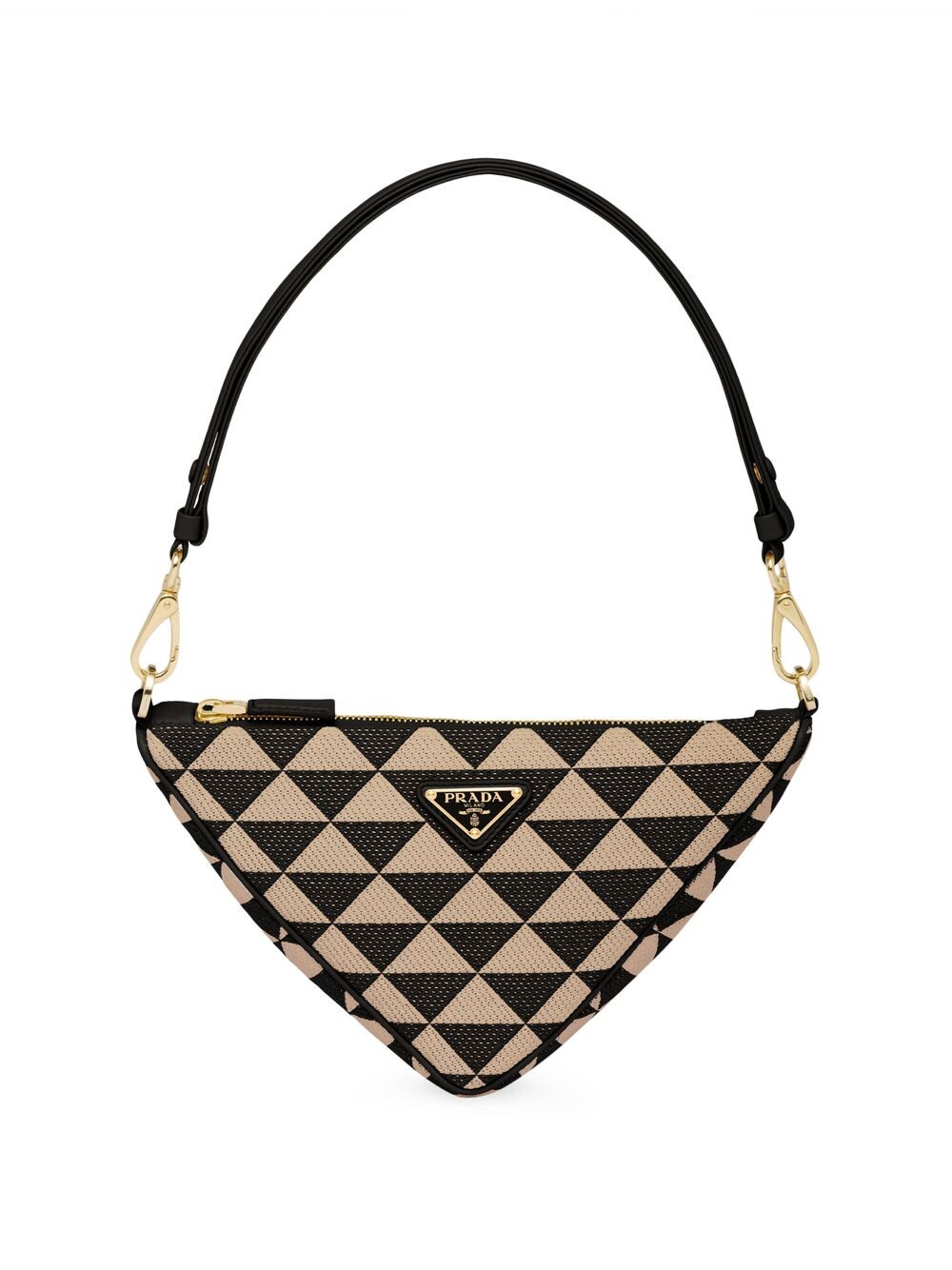 

Мини-сумка из жаккардовой ткани с вышивкой Prada, черный