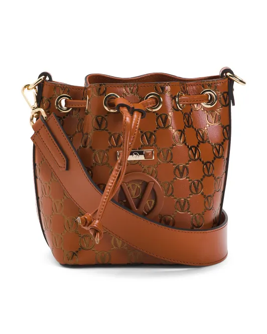 

Кожаная сумка-ведро Jules с монограммой Made In Italy через плечо Valentino By Mario Valentino, цвет Umber