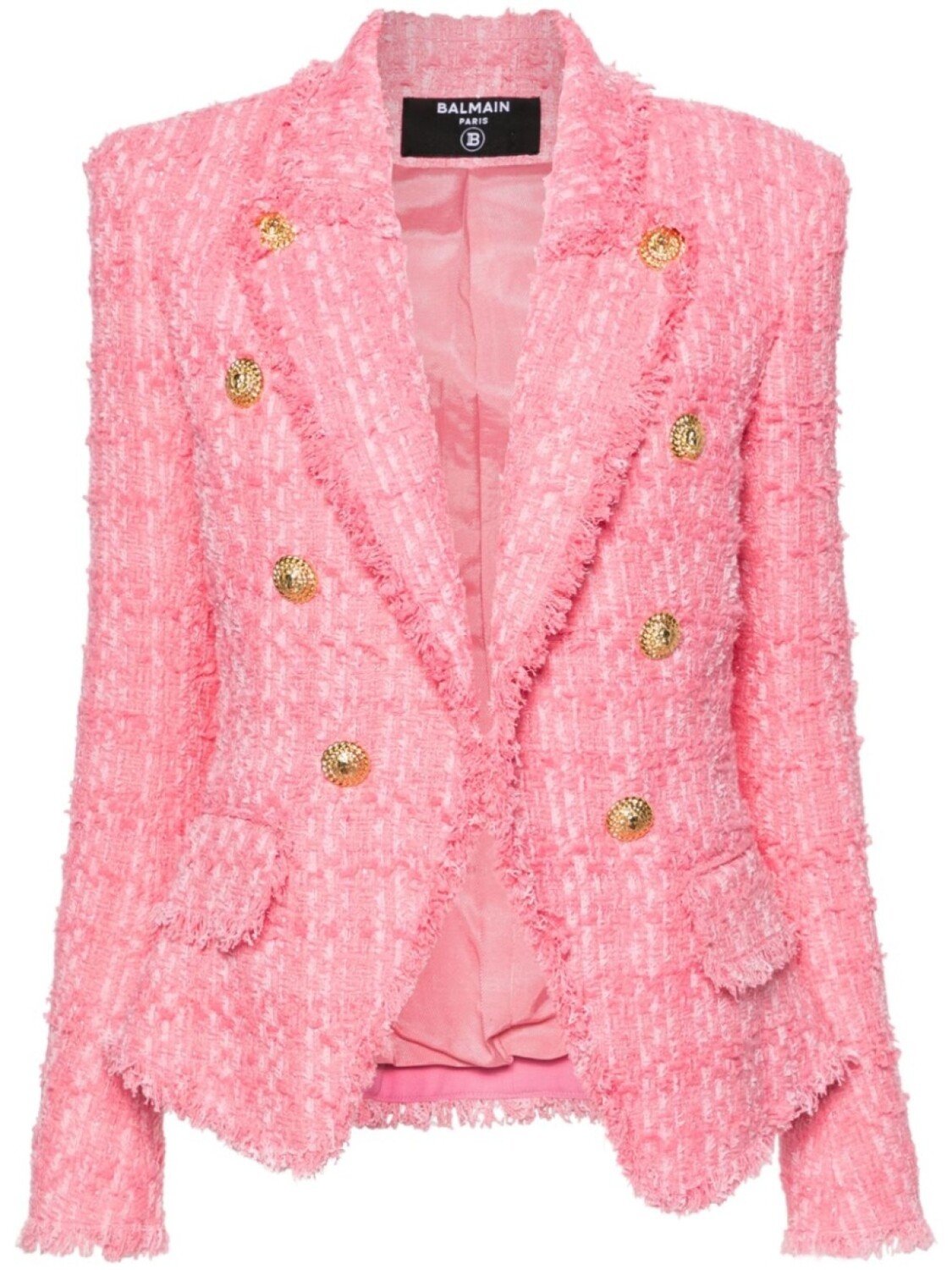 

Balmain твидовый жакет с тиснением, розовый