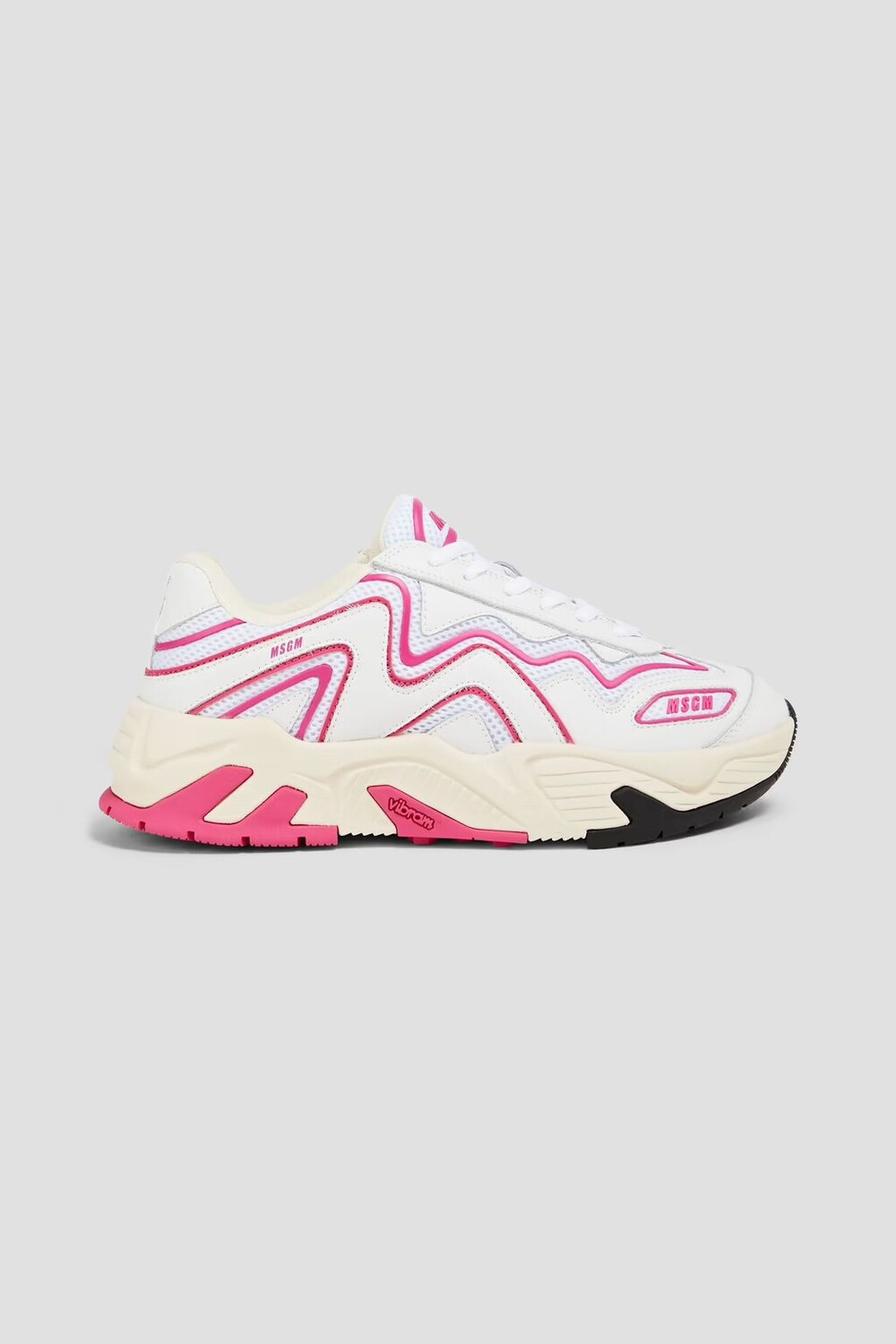 

Двухцветные кроссовки из сетки и кожи Msgm, цвет Off-white
