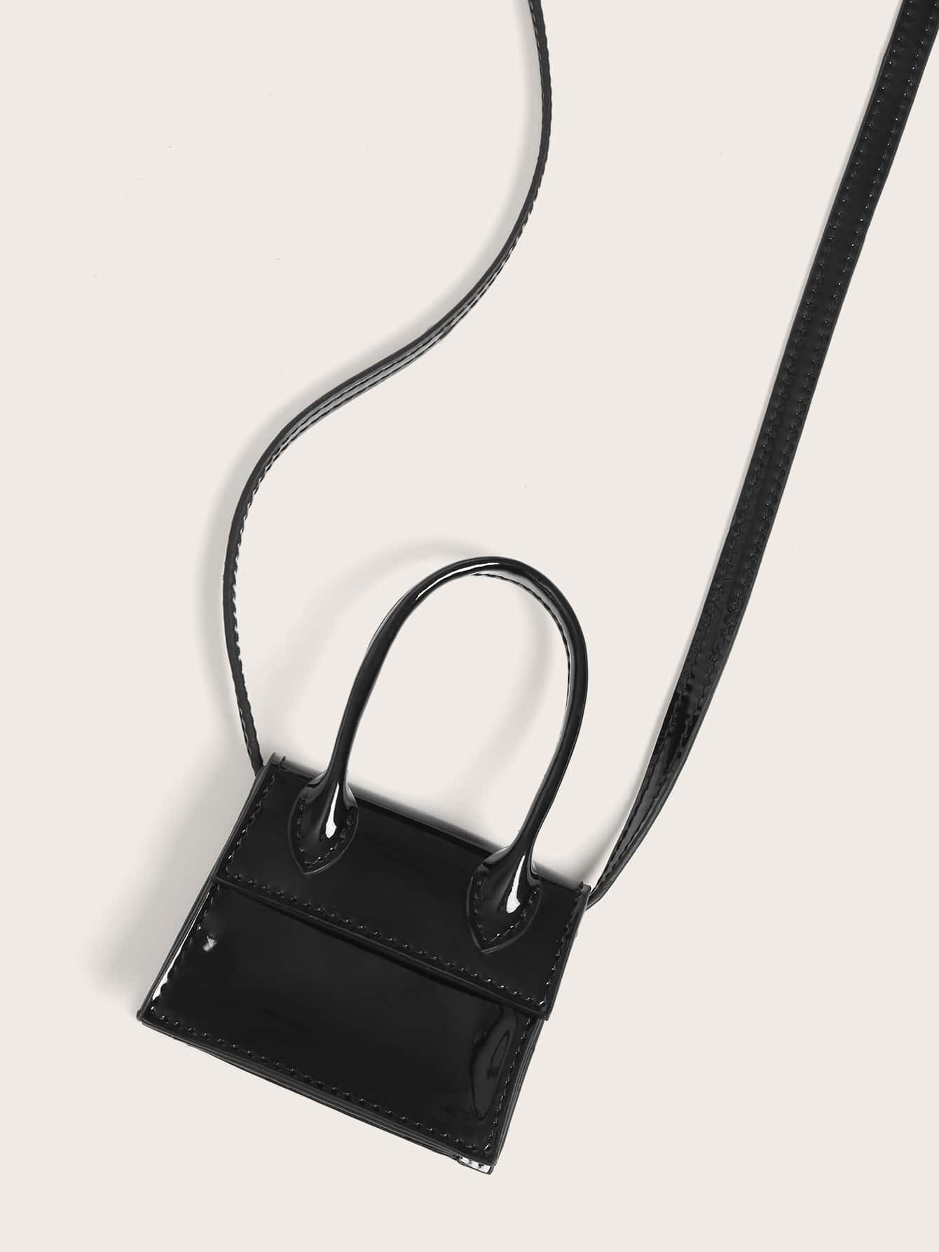 Миниатюрная сумка-саквояж с верхней ручкой, черный