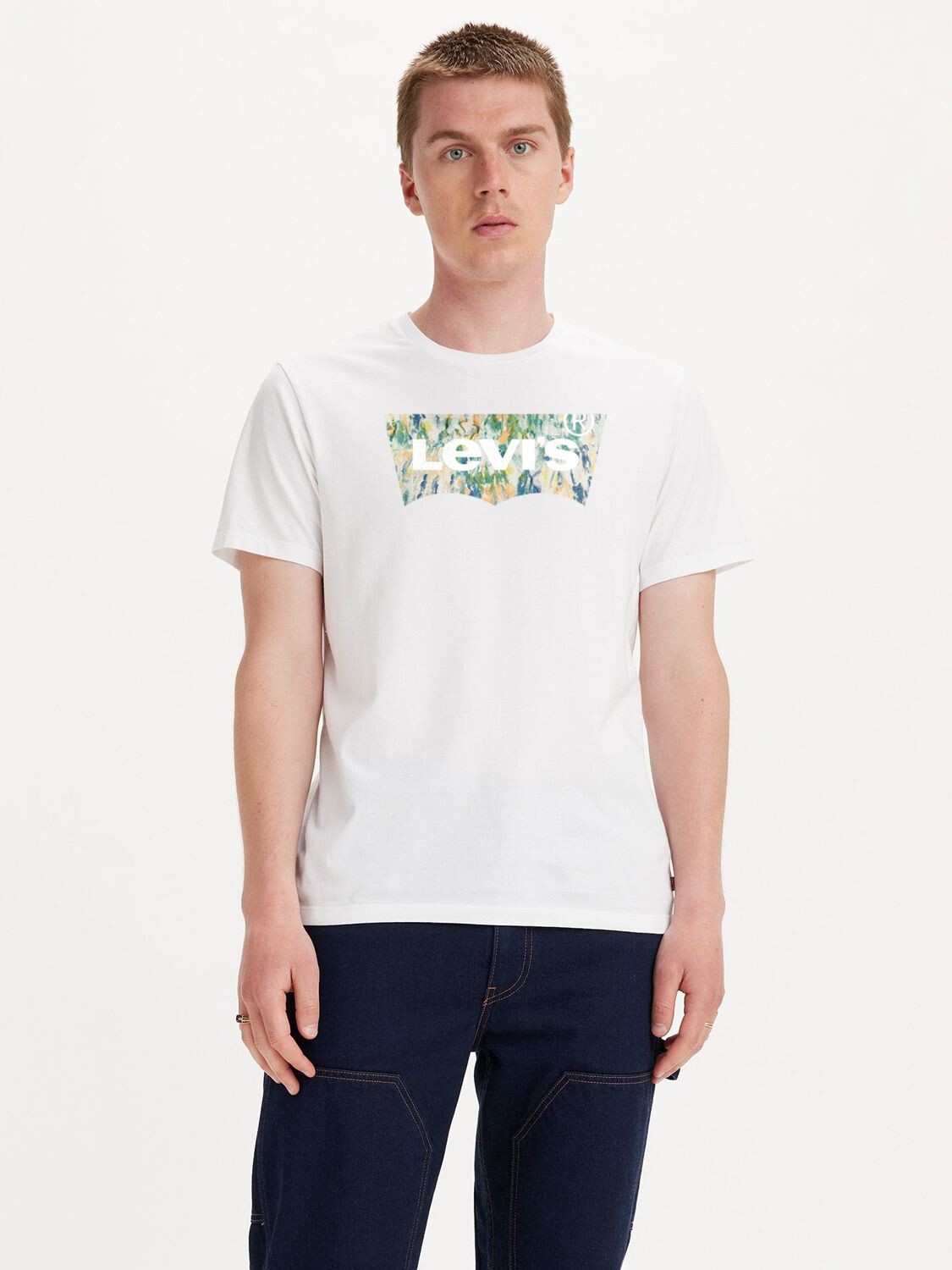 

Футболка Levi's Original с акварельным логотипом Летучая мышь, белая, Белый