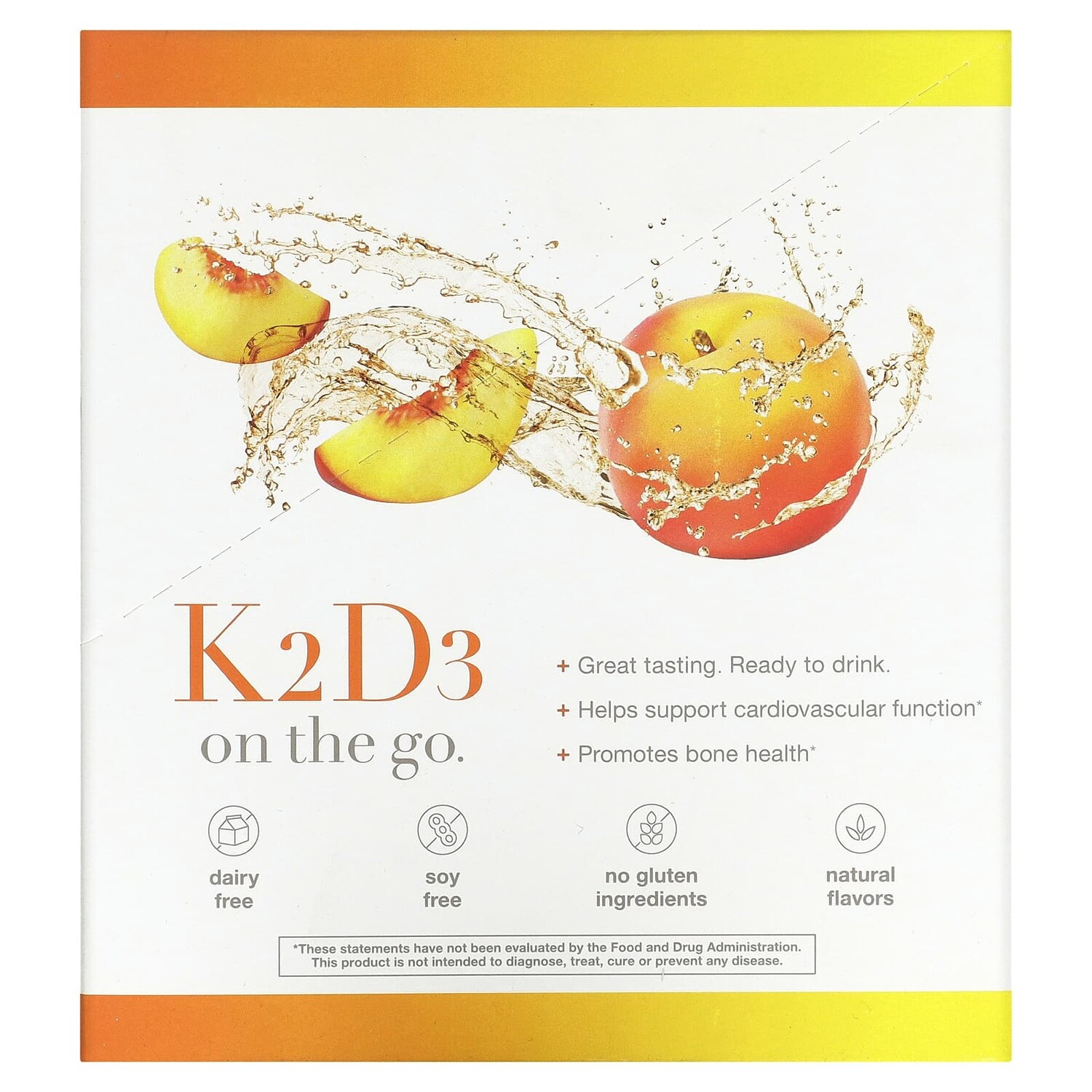 

K2D3 On Th Go, персиковый, 12 пакетиков по 30 мл (1 жидк. Унция), Youtheory