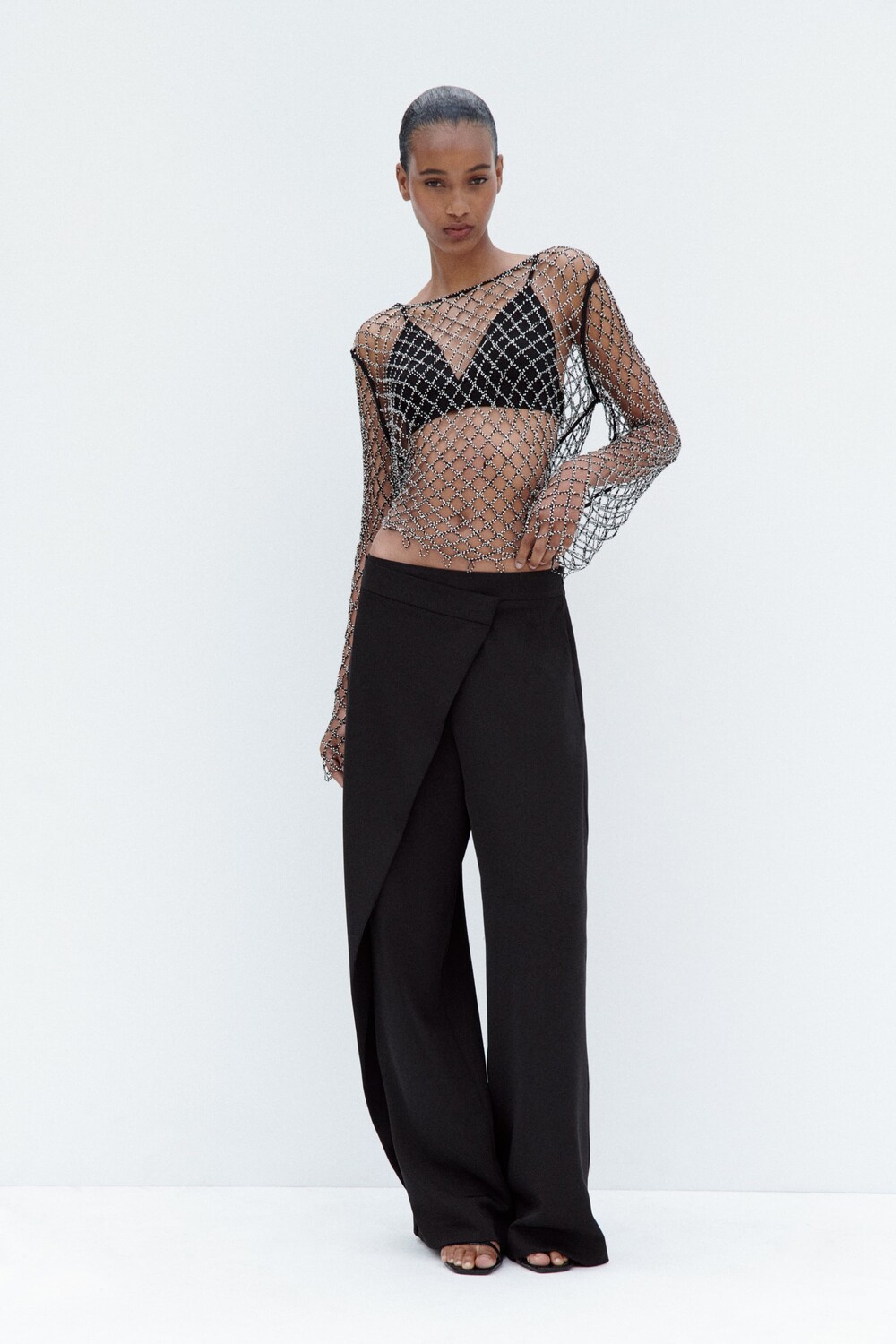 

Широкие брюки парео Zara, черный