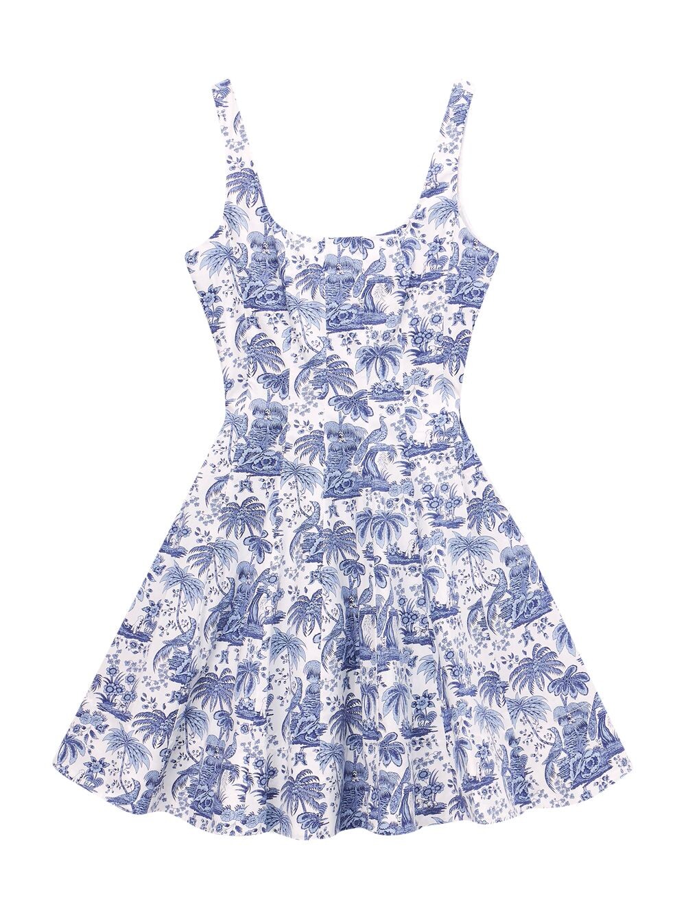 

Мини-платье Wells Toile из хлопкового поплина STAUD, синий