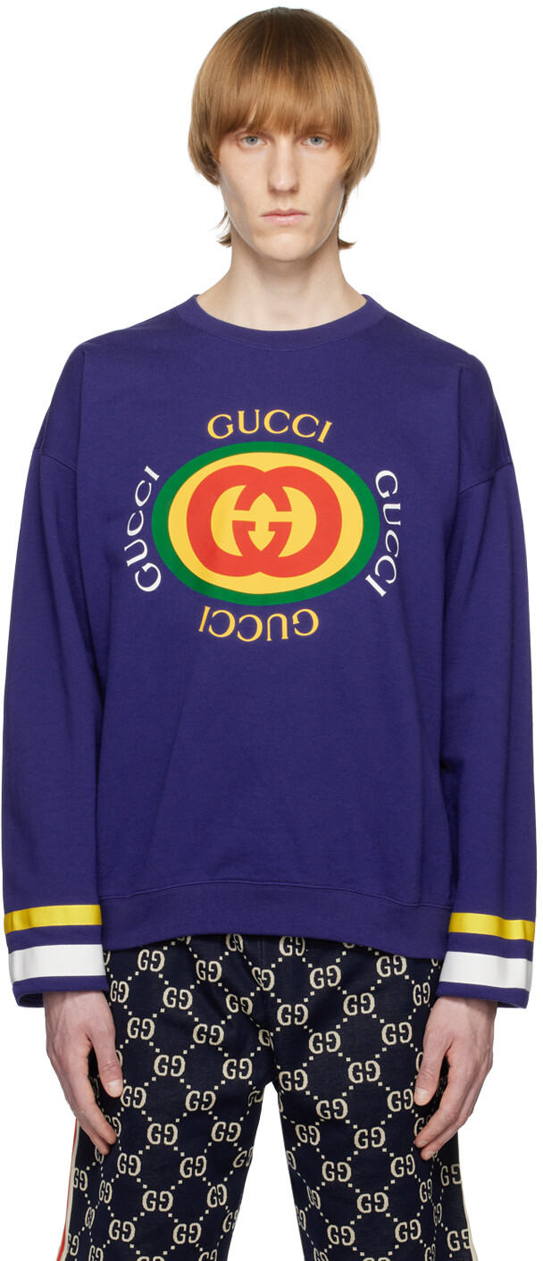 

Темно-синий свитшот с принтом Gucci