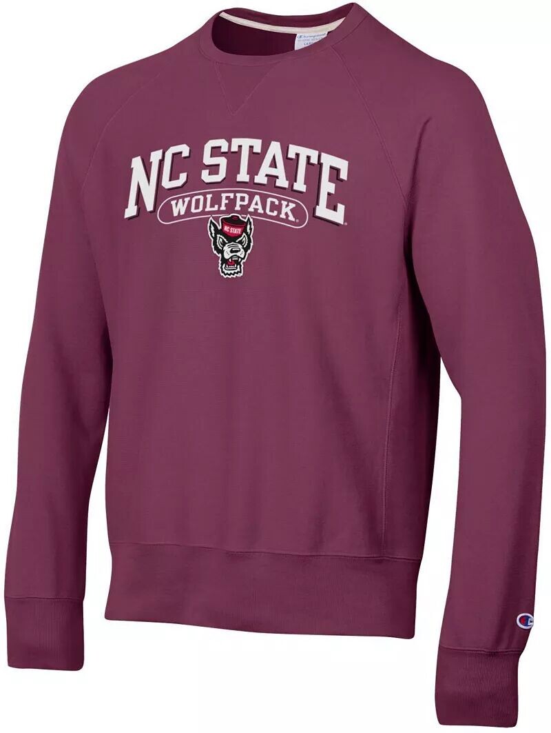 

Мужской красный свитшот с круглым вырезом Champion NC State Wolfpack в винтажном стиле обратного переплетения