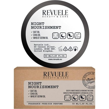 Revuele VO 100% натуральный био-ночное питание, эффективный увлажняющий крем для лица против морщин и старения для женщин и мужчин, 50 мл