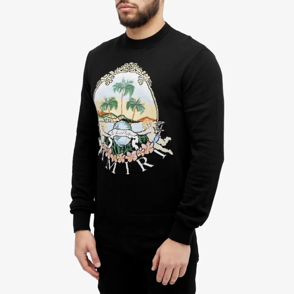 

Amiri Толстовка с круглым вырезом Cherub Palm Tree, черный