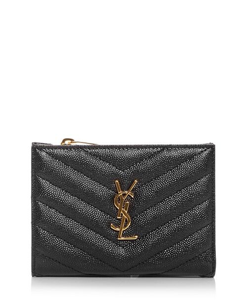 

Кассандра Мателасс&;eacute; Двойной кошелек Fragments на молнии Saint Laurent, цвет Black