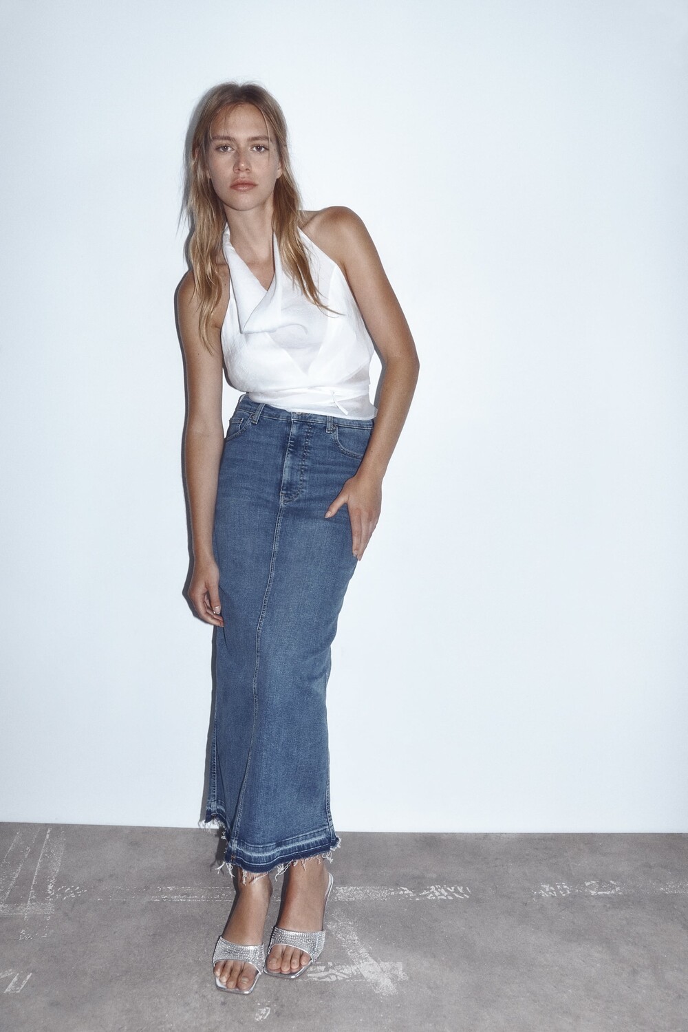 

Муфли на среднем каблуке со стразами Zara, серебро