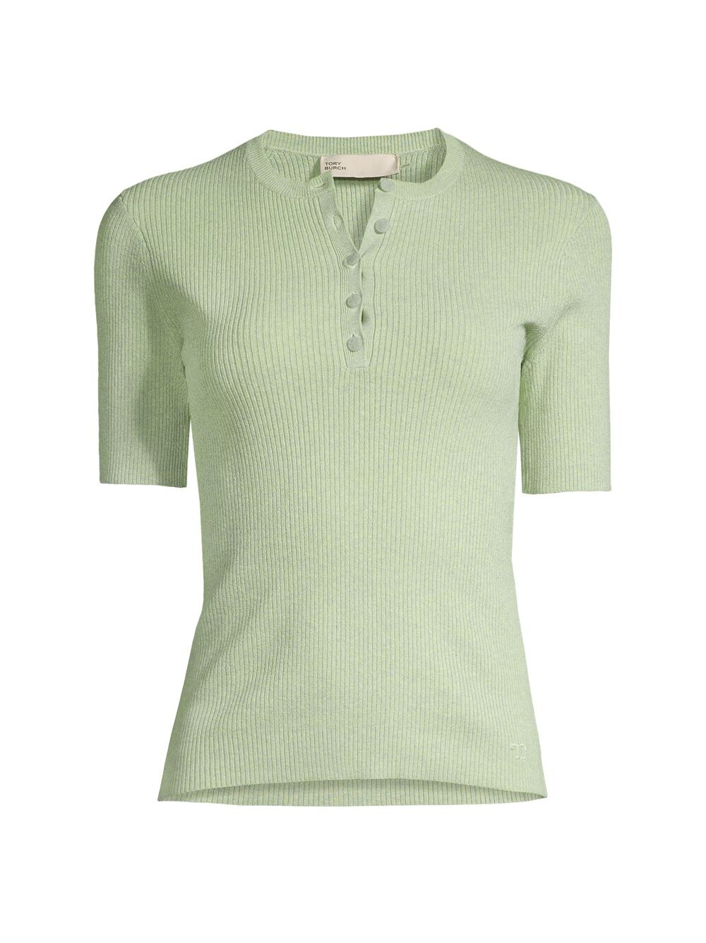 

Трикотажный топ Henley в рубчик Tory Burch, мятный