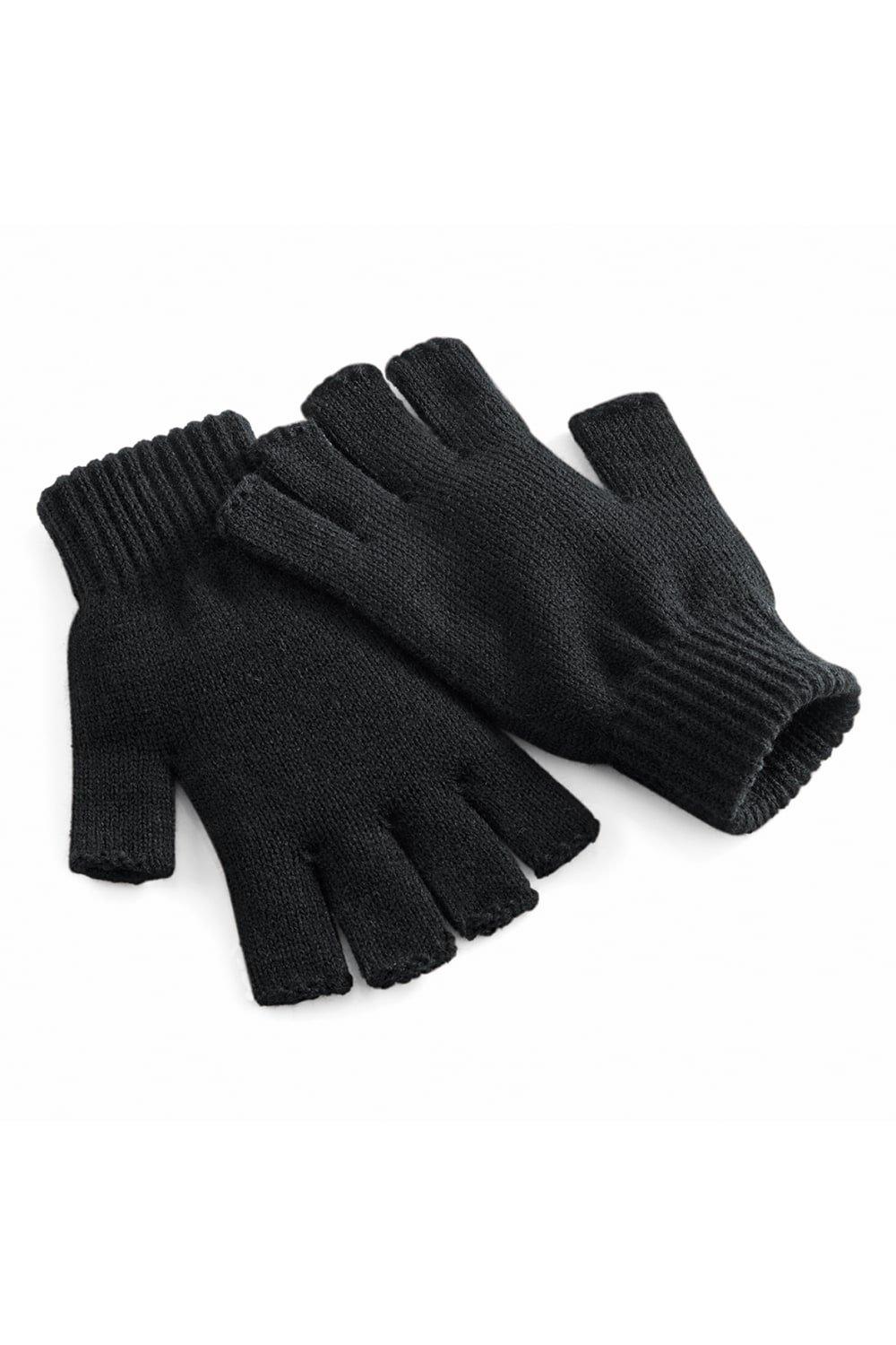 цена Простые базовые зимние перчатки без пальцев Beechfield, черный