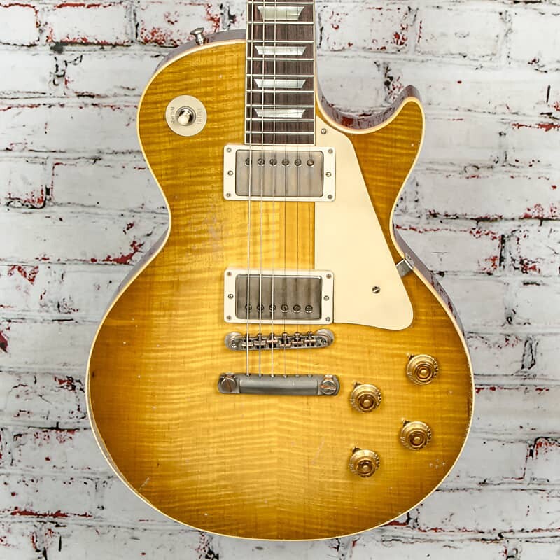 

Электрогитара Gibson - 1959 Les Paul Standard Reissue - Electric Guitar - Heavy Aged Green Lemon Fade - w/ Aged Brown/Pink Reissue 5-Latch Case - x4410
