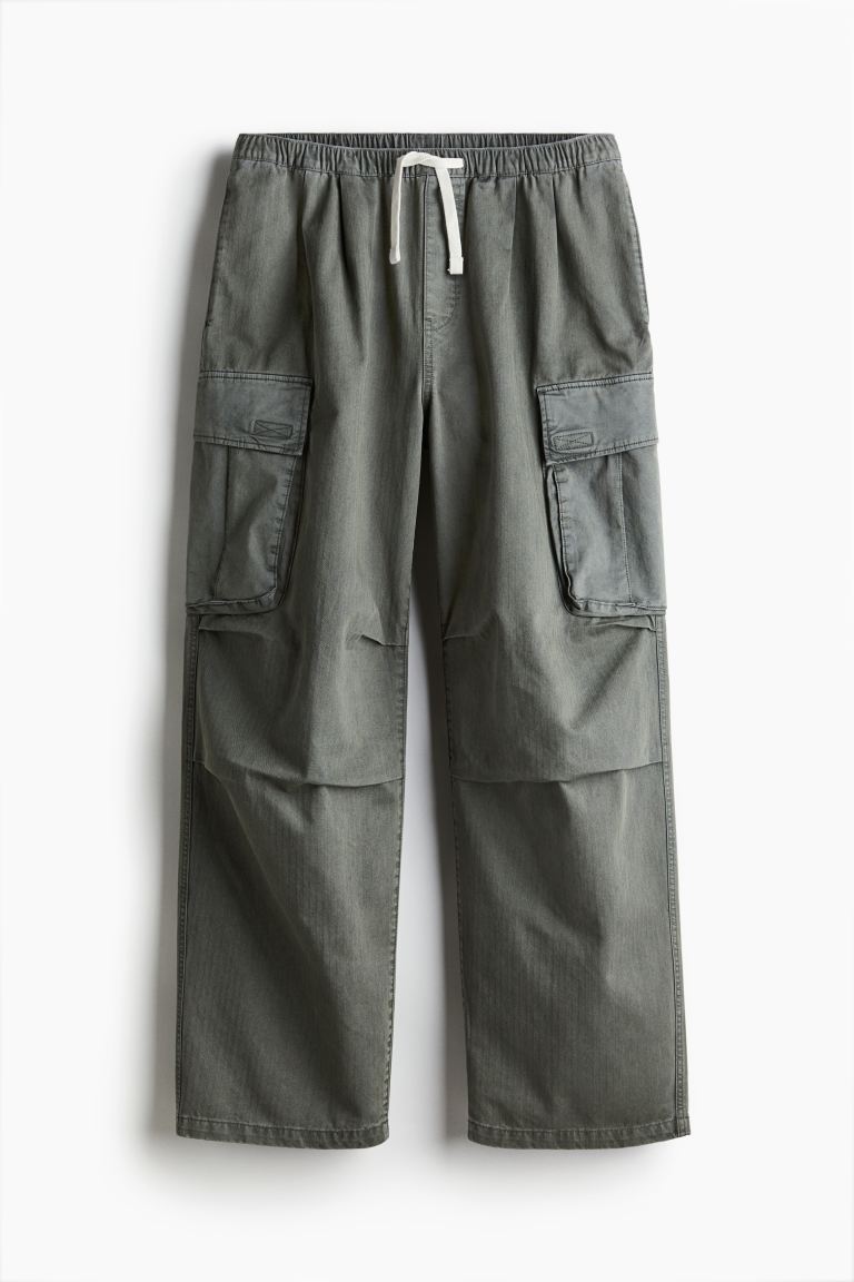 Брюки-Карго свободного кроя H&M, зеленый брюки карго свободного кроя h