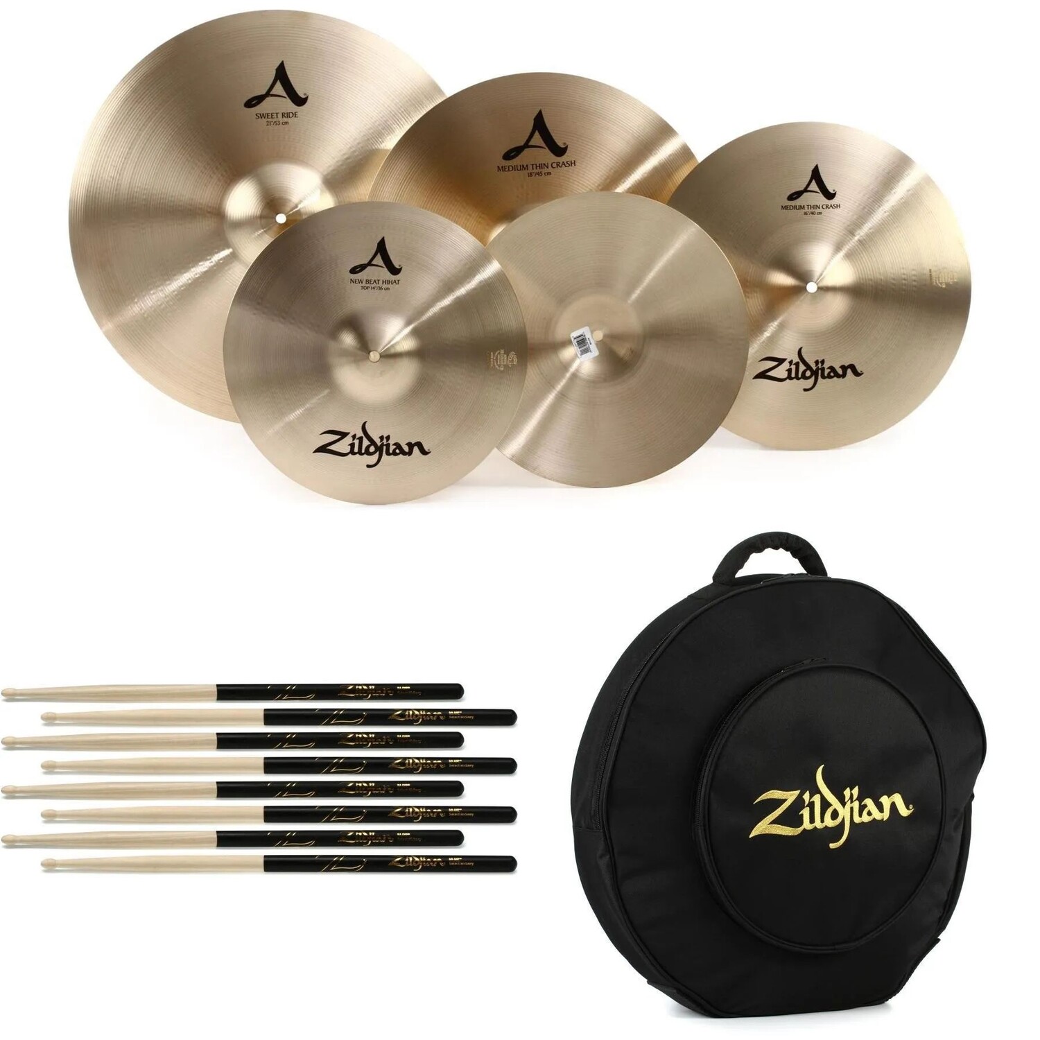 

Новый комплект тарелок Zildjian A Sweet Ride и сумка для концерта — 14/16/18/21 дюйм