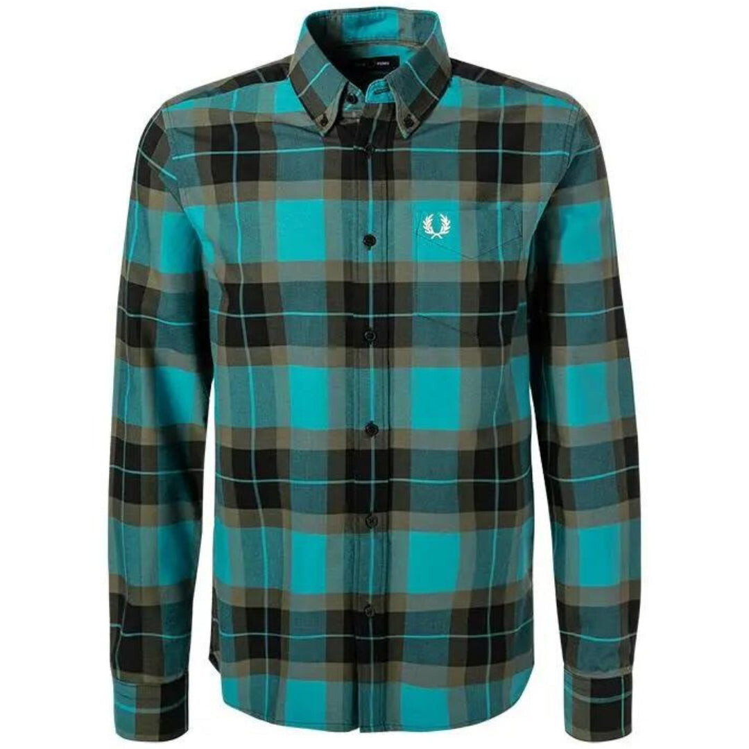 

M6573 s10 киберес повседневная рубашка Fred Perry, синий