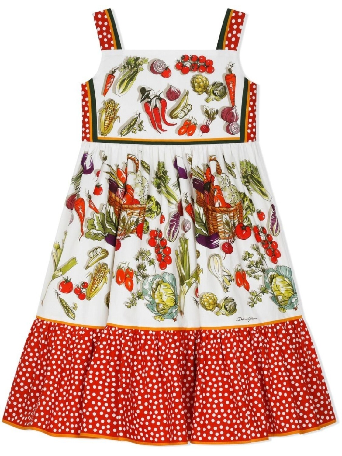 

Платье без рукавов с графичным принтом Dolce & Gabbana Kids, белый