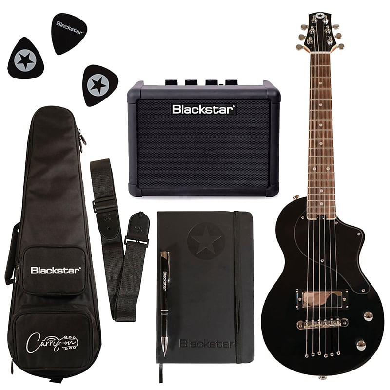 цена Электрогитара Blackstar Travel Guitar Deluxe Pack Black with FLY3 + Travel Bag + Strap + Picks