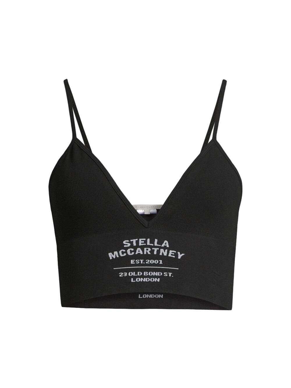 

Бесшовный удлиненный бюстгальтер из хлопка с логотипом Stella McCartney Lingerie, черный