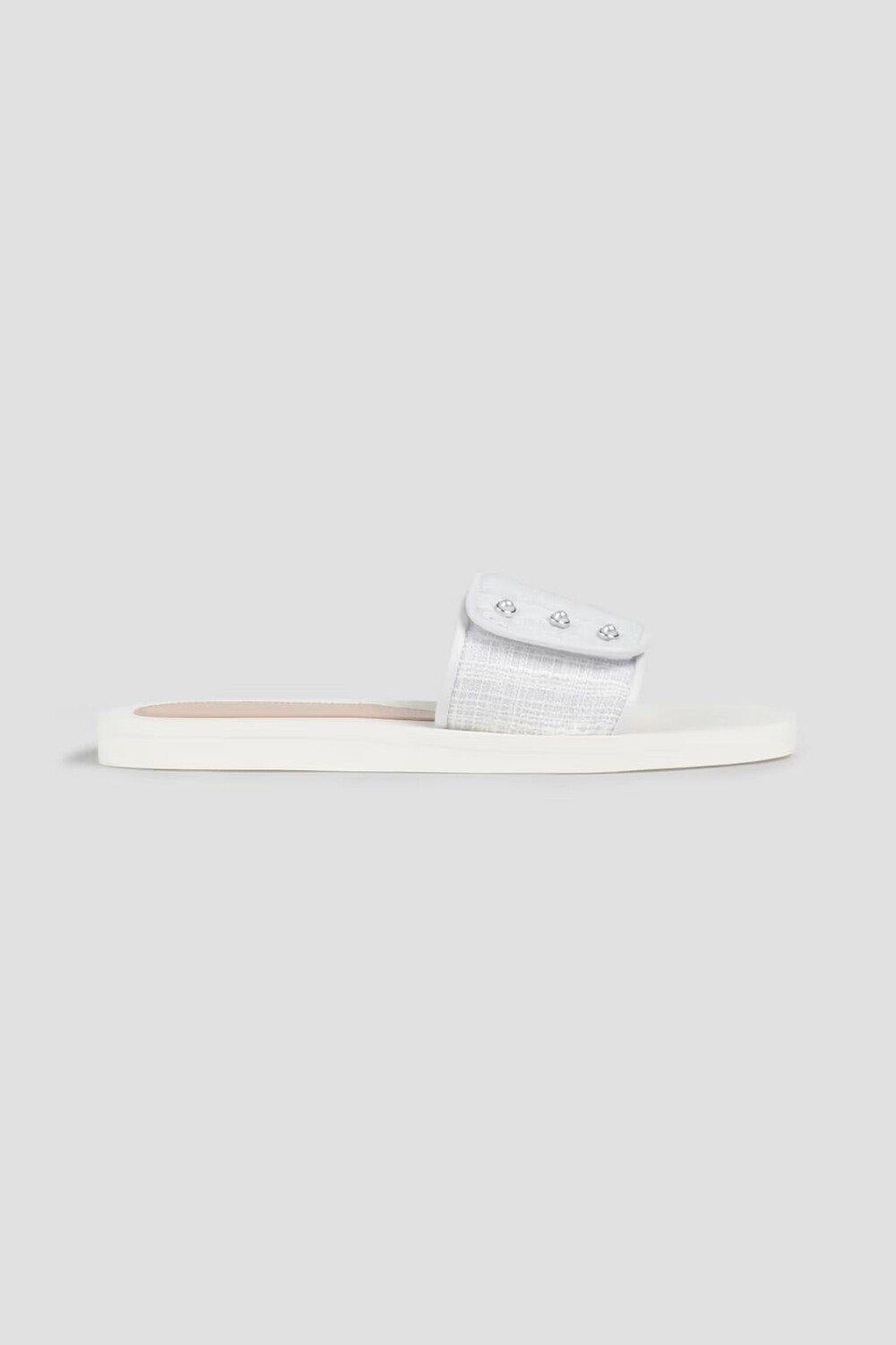 

Твидовые шлепанцы с декорированной кожаной отделкой Stuart Weitzman, белый