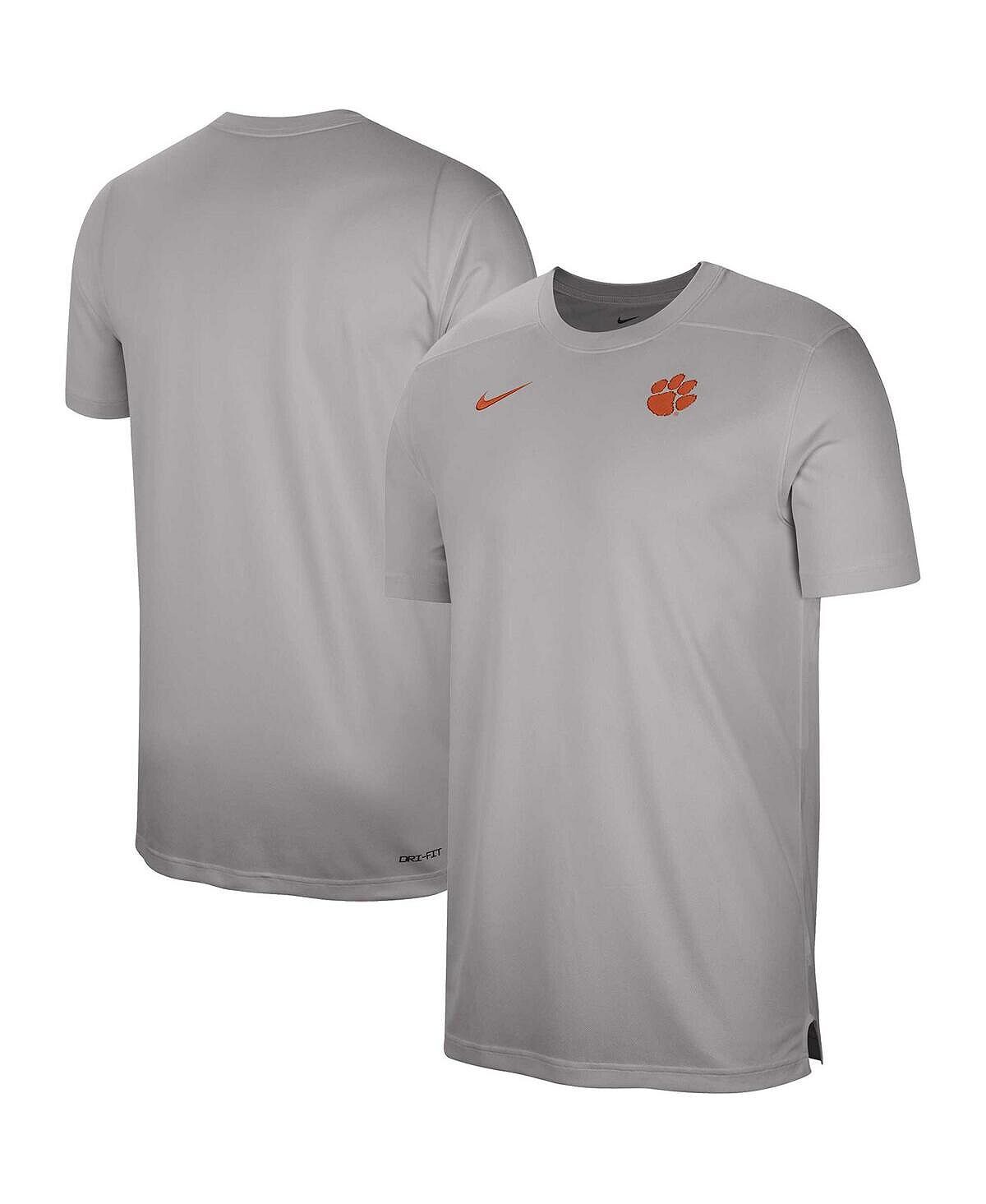 

Мужская серая футболка Clemson Tigers Sideline Coaches Performance Top Nike, Серый