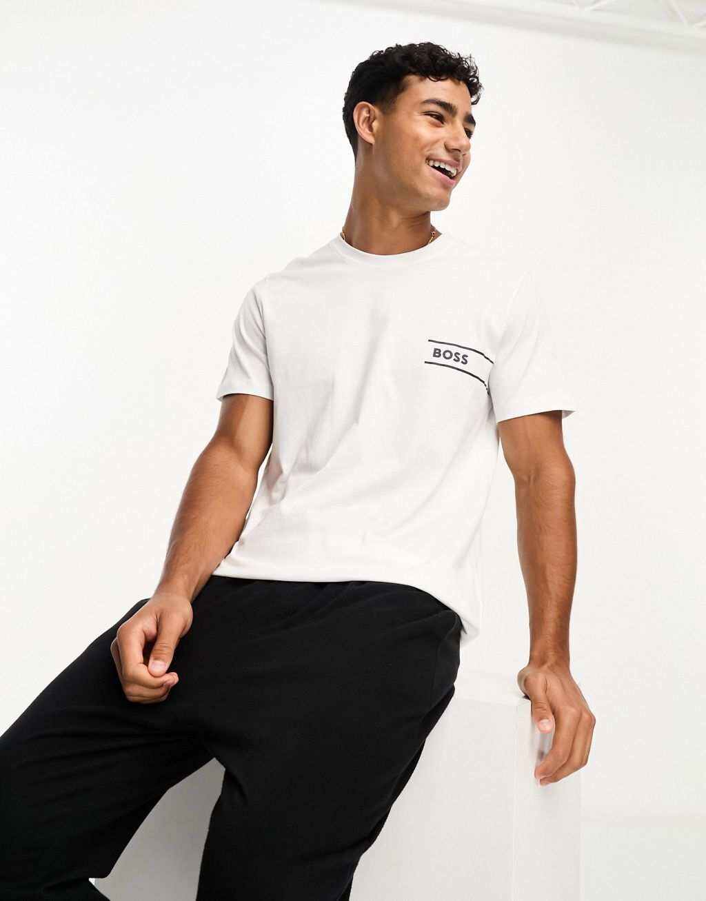 

Белая футболка с логотипом BOSS Bodywear, Белый