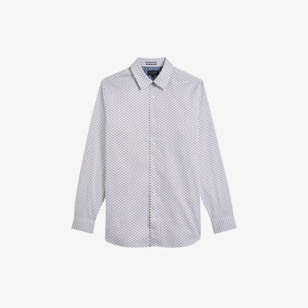Рубашка Willuw узкого кроя из эластичного хлопка Ted Baker, белый рубашка узкого кроя из эластичного хлопка luca d altieri белый