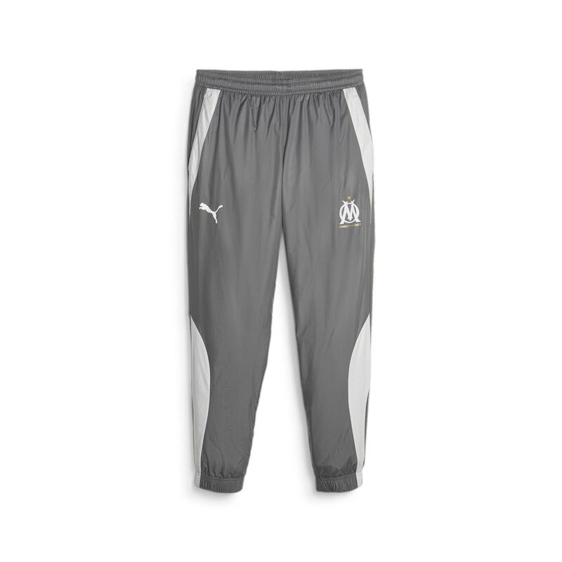 Olympique de Marseille Предматчевые футбольные брюки мужские PUMA Cool Dark Grey White