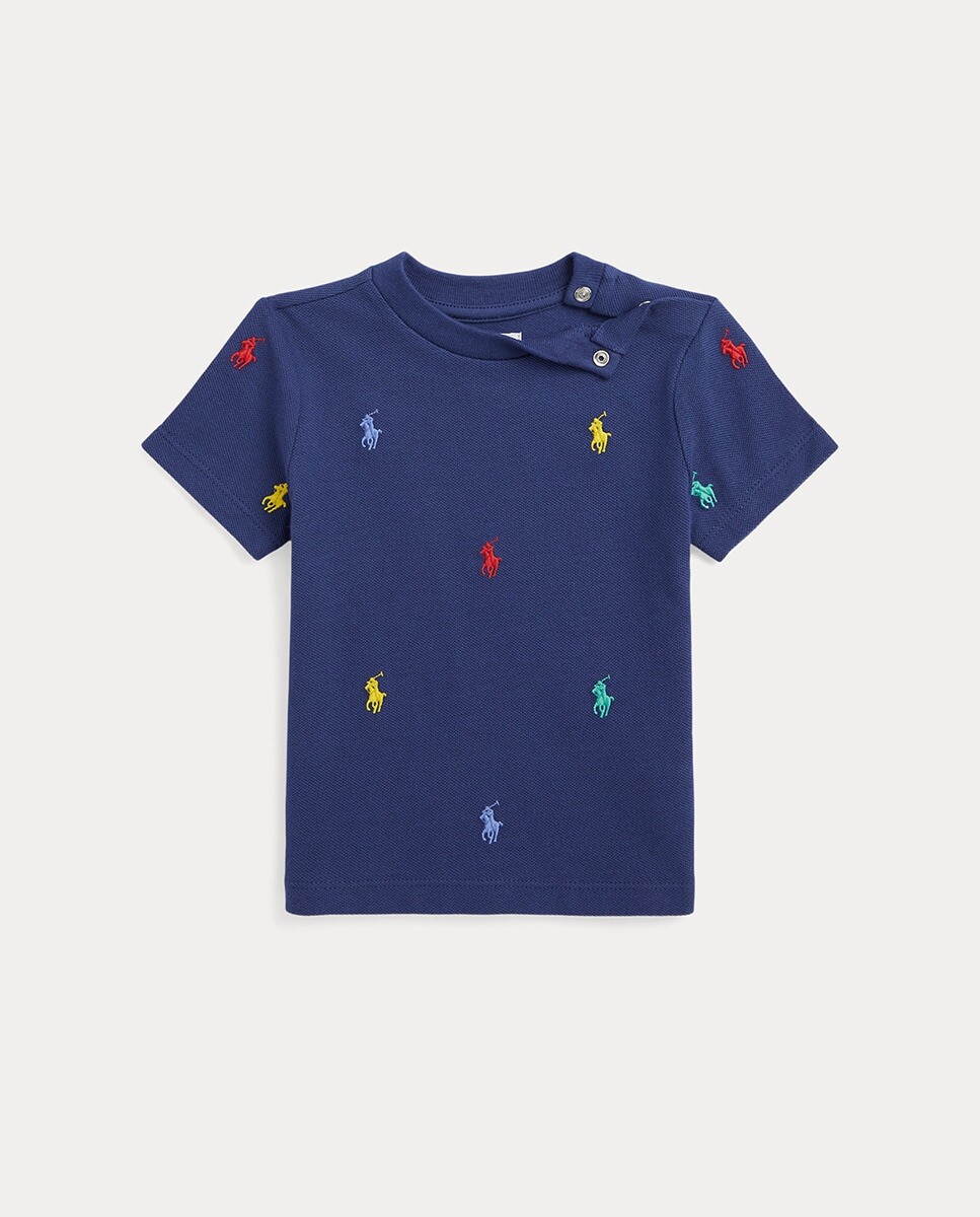 

Хлопковая футболка для мальчика с мульти-вышивкой Polo Ralph Lauren, темно-синий