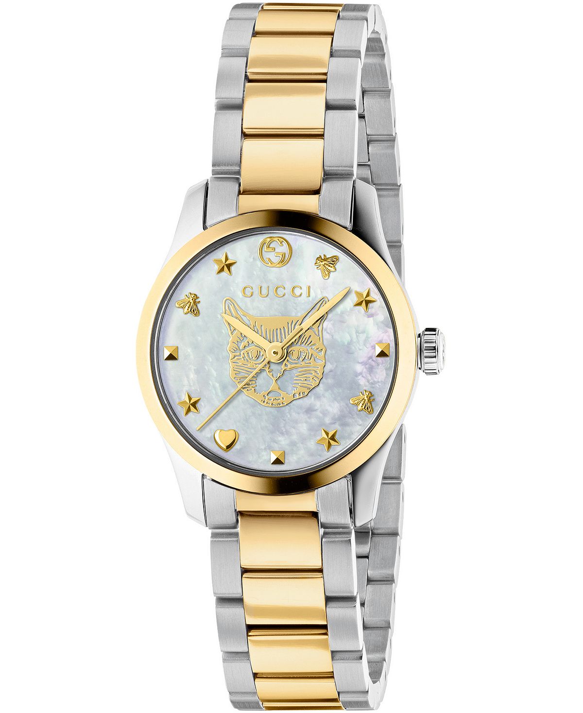 цена Женские швейцарские часы G-Timeless с двухцветным браслетом из нержавеющей стали, 27 мм Gucci