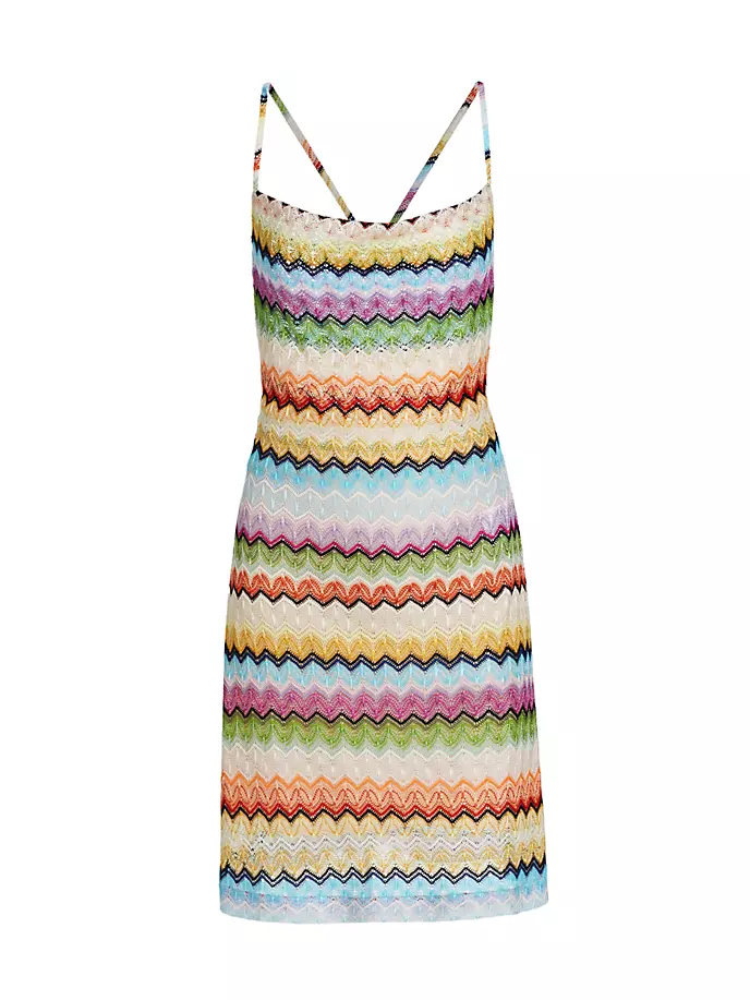 

Мини-платье зигзагообразной вязки с крест-накрест на спине Missoni, мультиколор