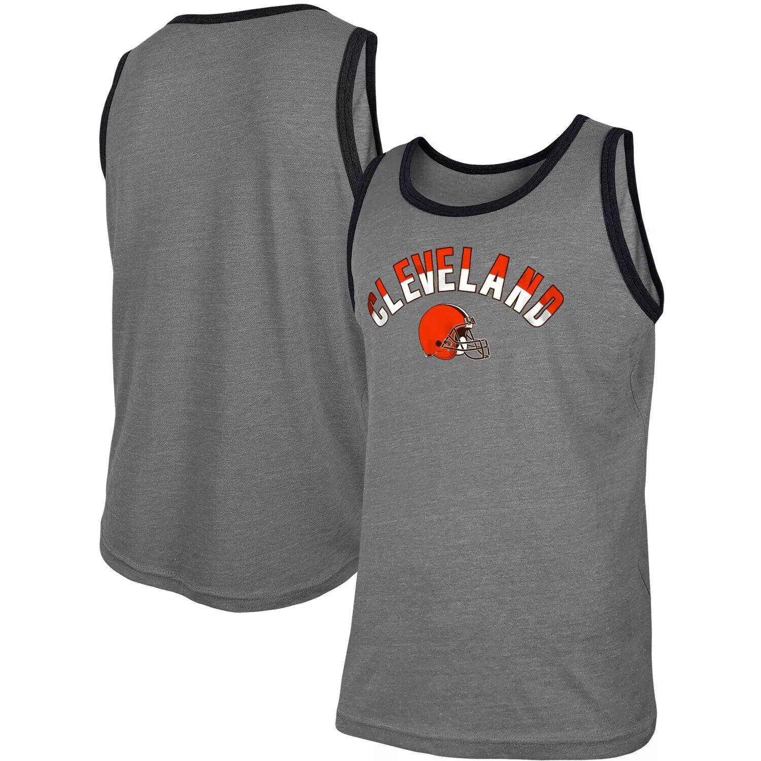 

Мужская серая майка New Era Heathered Cleveland Browns Ringer Tri-Blend