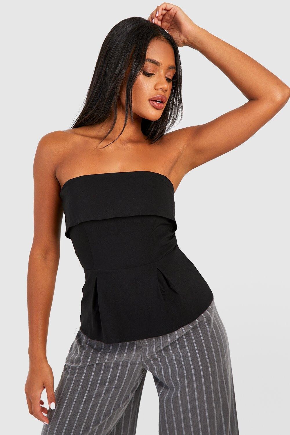 

Топ с бенгалинской складкой Boohoo, черный