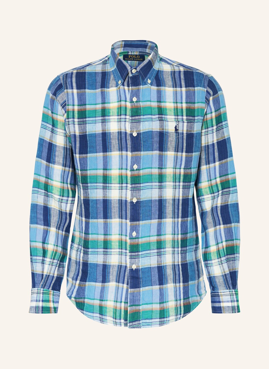 

Льняная рубашка costum fit POLO RALPH LAUREN, цвет BLAU/GRÜN