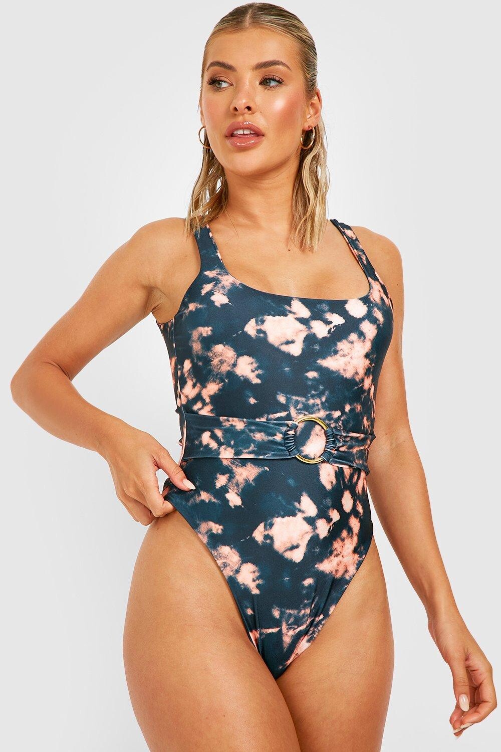 

Купальник с кольцом и поясом Boohoo, черный
